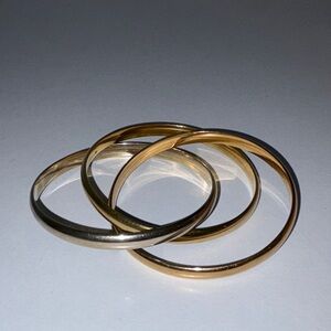 Authentic Trinity Bangle Set. 18K 3 Tone Gold